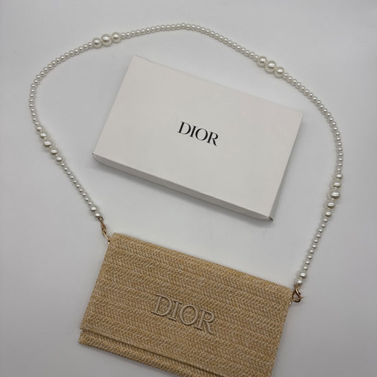 Dior Beauty Pouch Herringbone Embroidery Beige