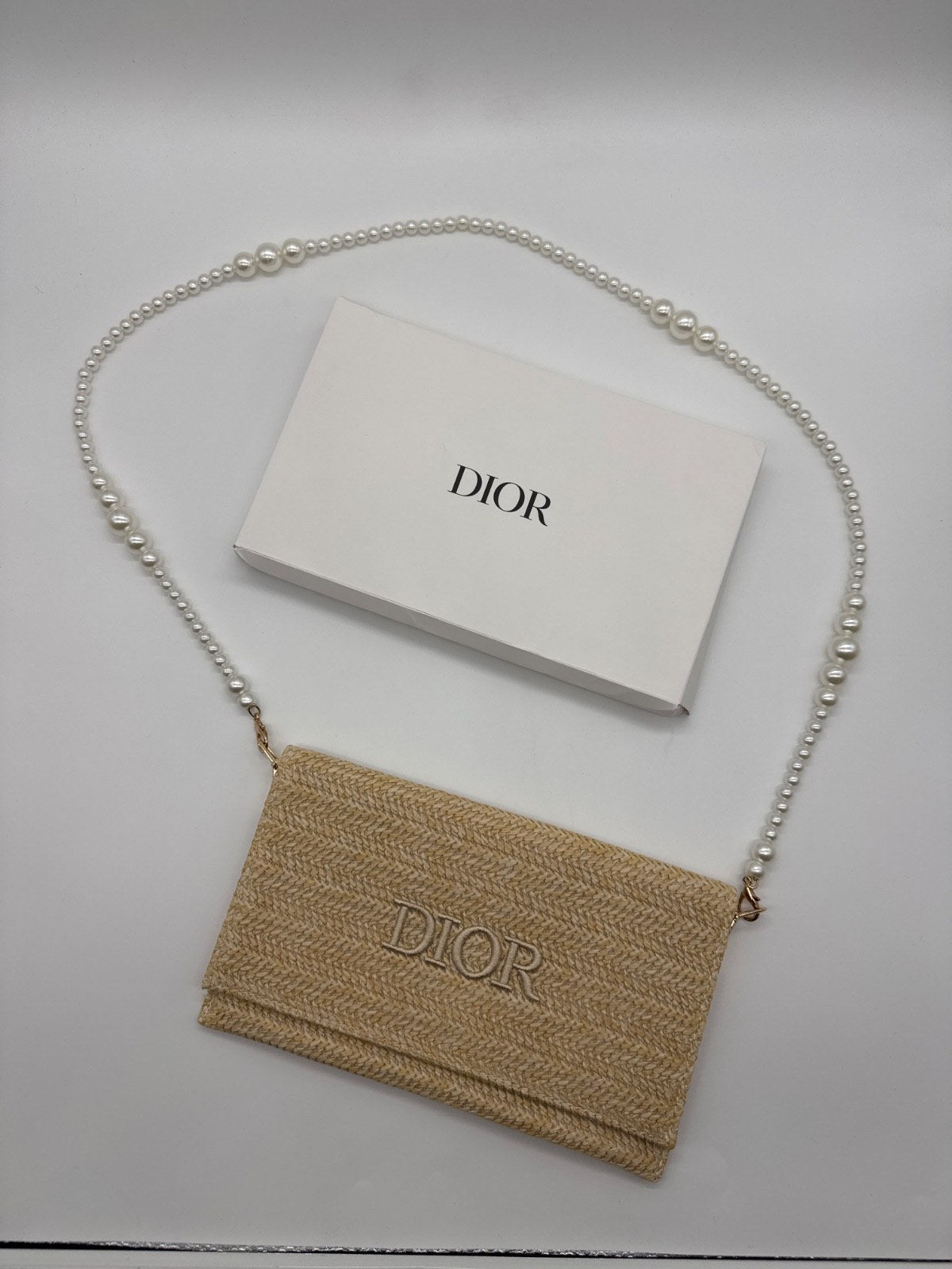 Dior Beauty Pouch Herringbone Embroidery Beige