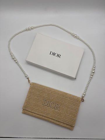 Dior Beauty Pouch Herringbone Embroidery Beige