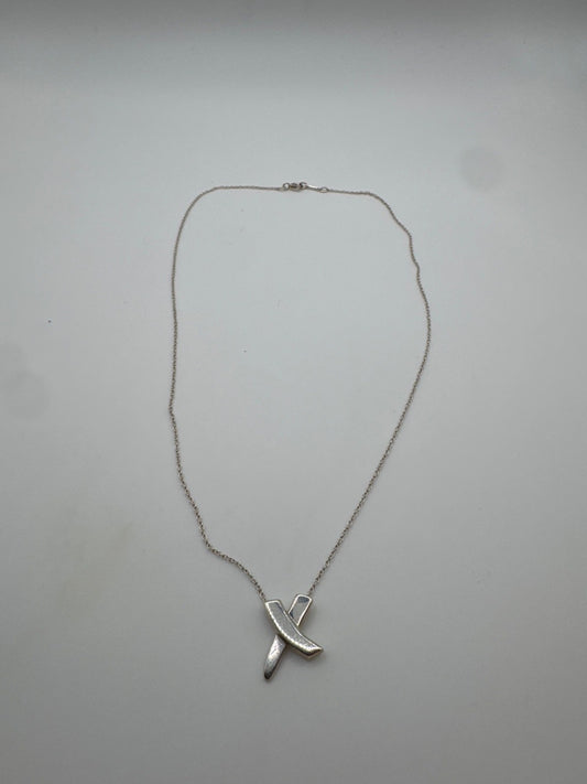 Tiffany & Co. Paloma Picasso Paloma's Grafitti X Silver Necklace