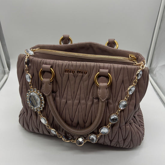 Miu Miu Matelassé Nappa Leather Top Handle Bag Brown 197