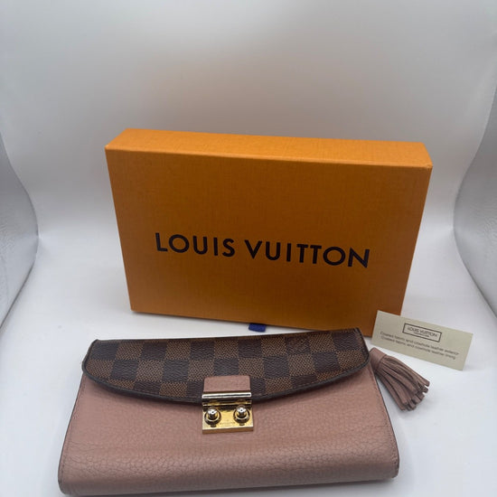 Louis Vuitton Croisette Chain Wallet Damier Ebene Rose Ballerine MI0139