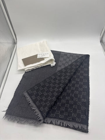 Gucci GG Jacquard Wool Scarf Black/Grey