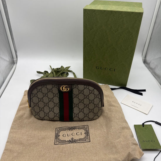 Gucci Ophidia GG Supreme Canvas Cosmetic Case Beige Ebony