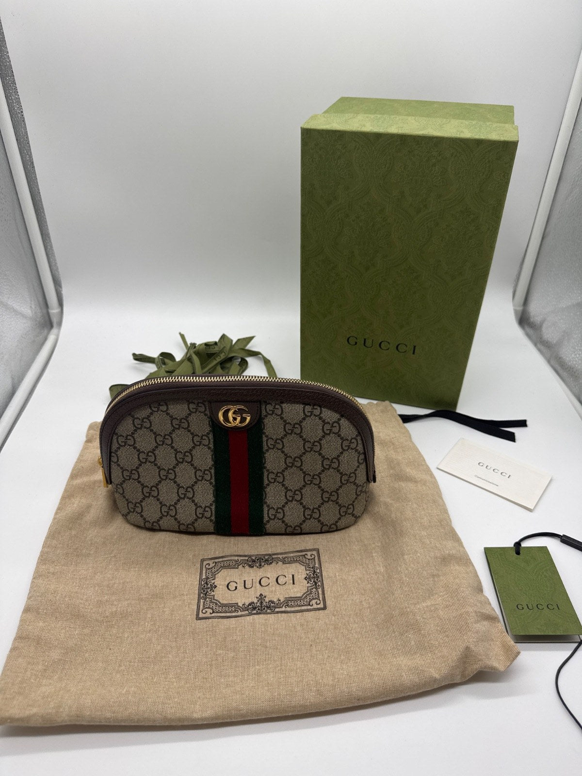 Gucci Ophidia GG Supreme Canvas Cosmetic Case Beige Ebony