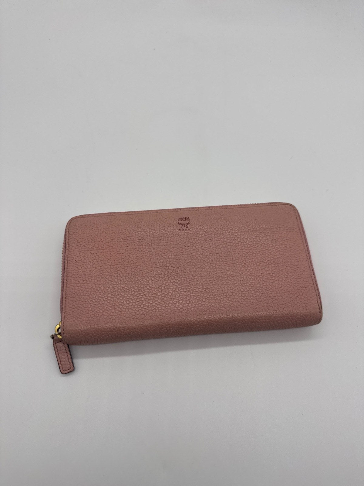 MCM Zip Around Wallet Visetos Leather Pink