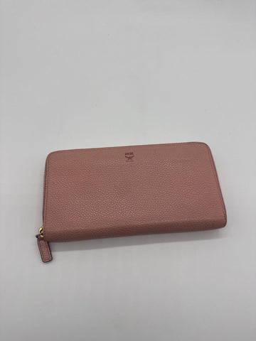 MCM Zip Around Wallet Visetos Leather Pink