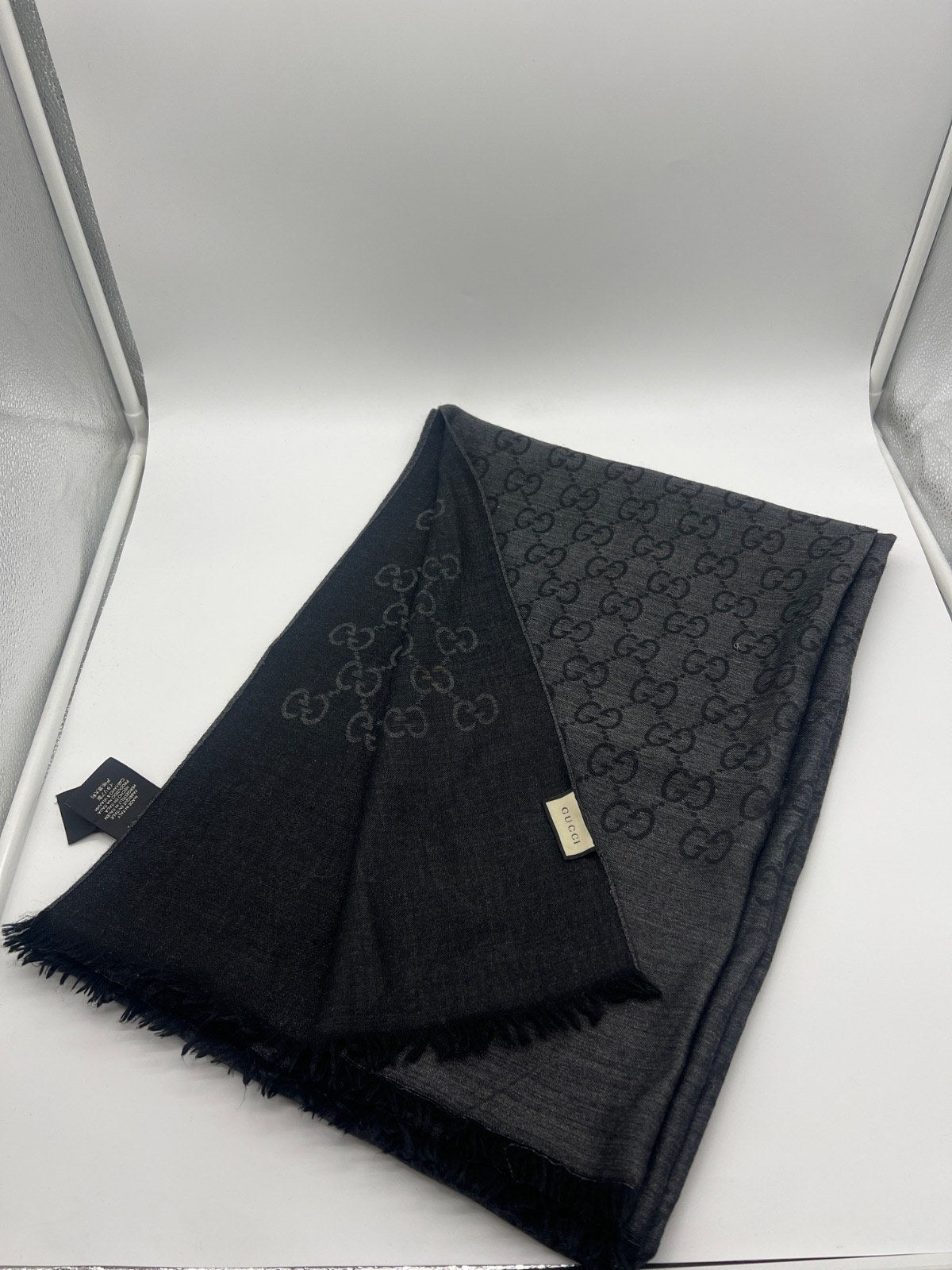 Gucci GG Jacquard Scarf Grey/Black