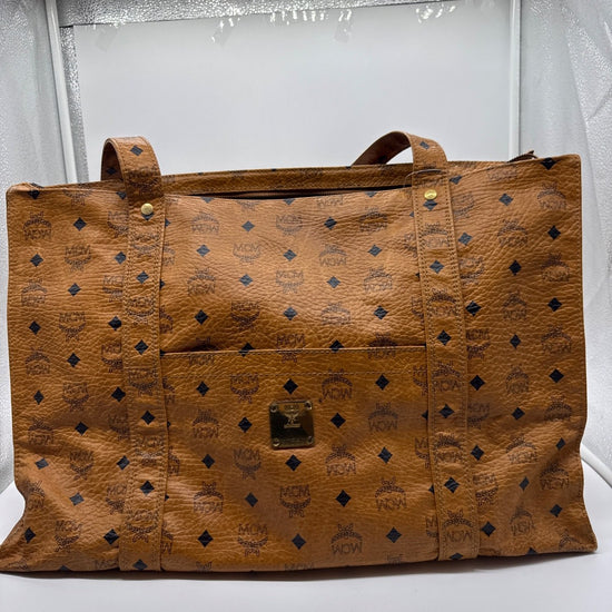MCM Oversized Travel Tote Bag Cognac