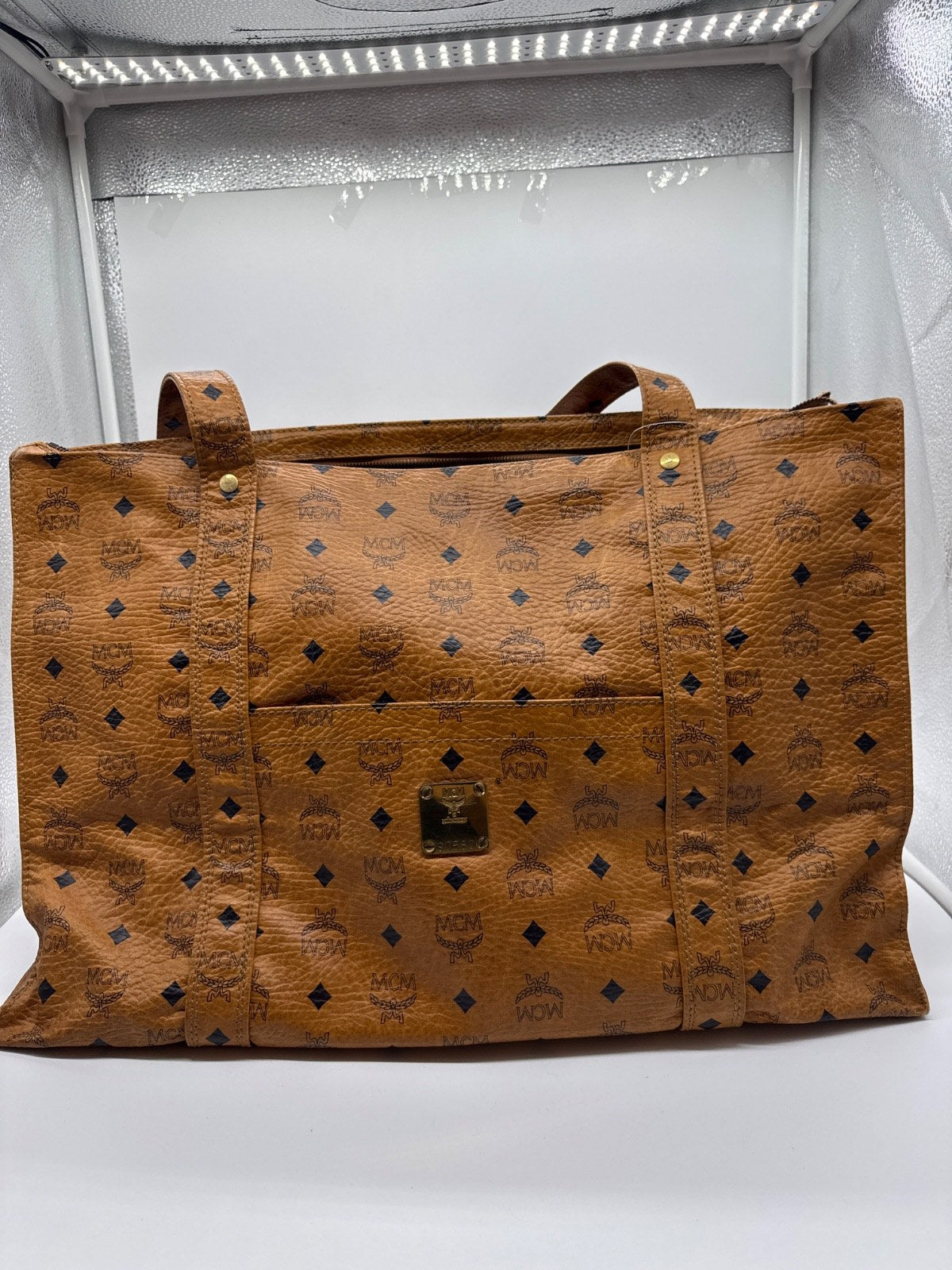 MCM Oversized Travel Tote Bag Cognac