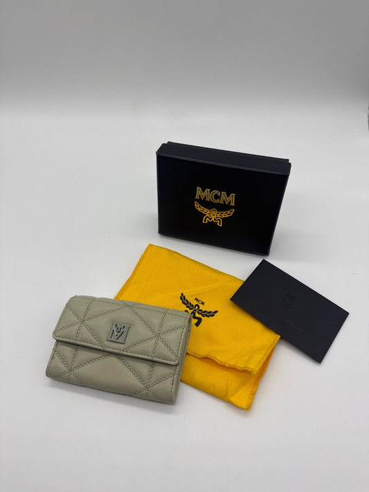 MCM Wallet Quilted Leather Beige