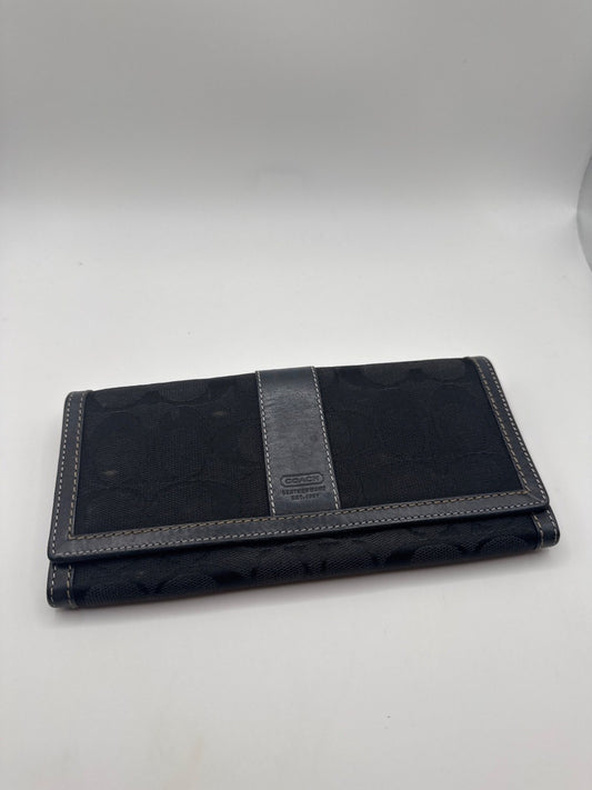Coach Signature Stripe Continental Wallet Black